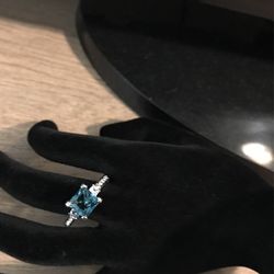 Blue CZ  925 Sterling Silver Ring