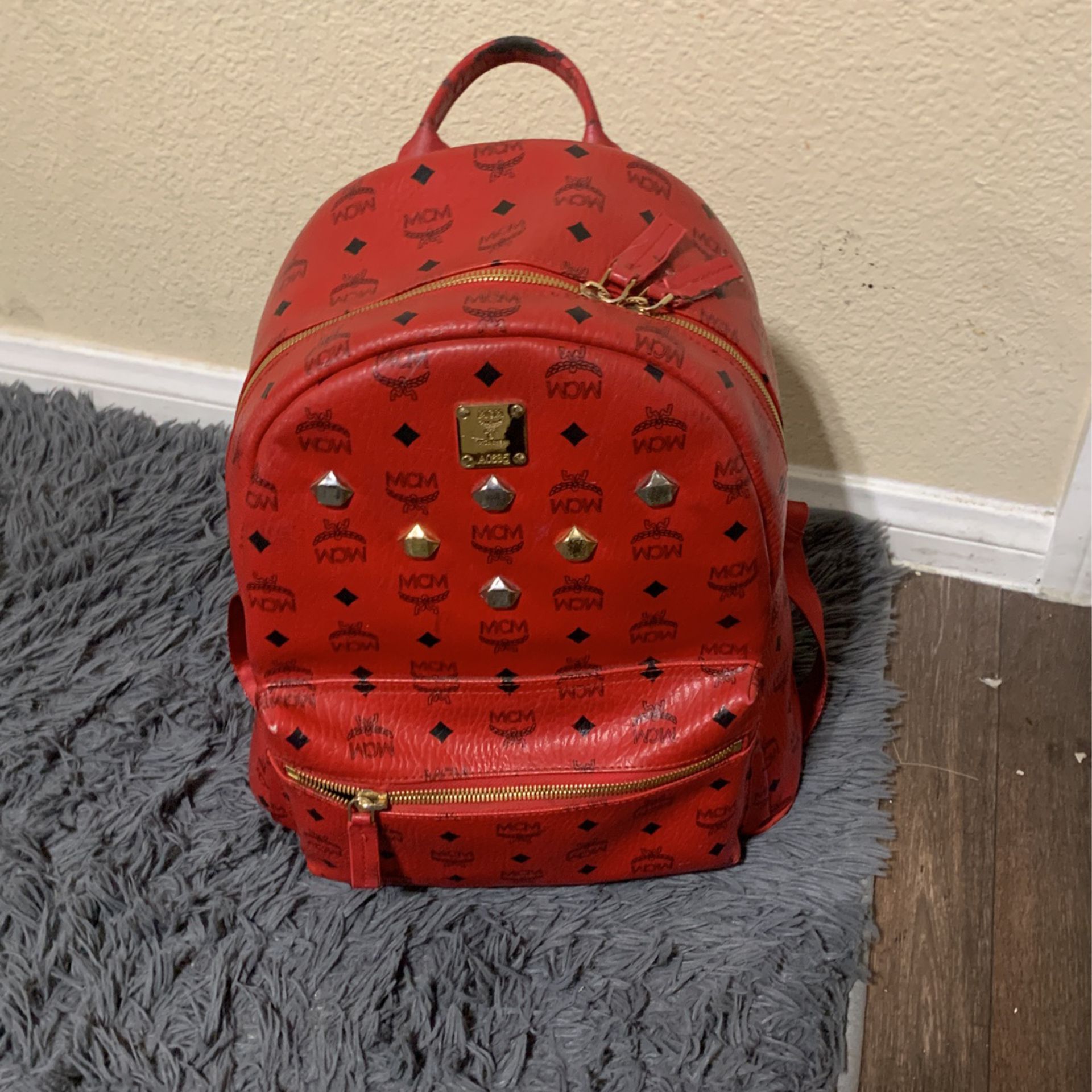 Red Mcm Backpack