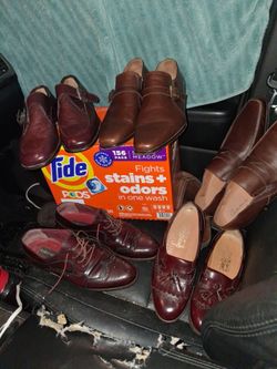 Five pairs of men's brown dress shoes