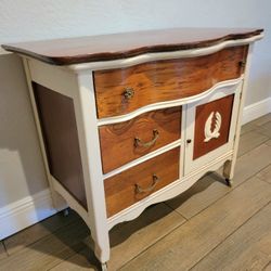 Antique Serpentine Drawer Oak Commode Wash Stand Coffee Bar Buffet Cabinet 