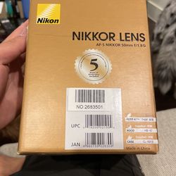 Nikon NIKKOR Lens AF-S 50mm f/1.8G NEW