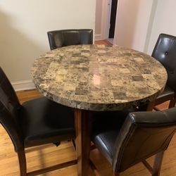 Stonetop Dining Table With Four Matching Chairs + TWO STOOLS