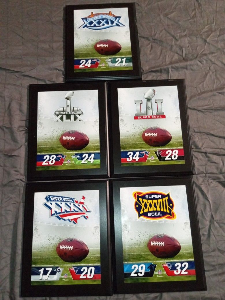 New England Patriots Super Bowl Plaques 10×5×13 Lot