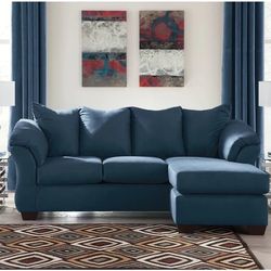 Darcy Blue Sofa Chaise (Couch Sofa Loveseat , Sectional Options 