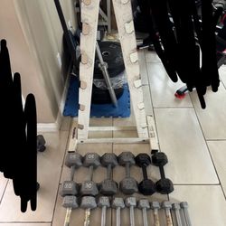 Dumbbells weights 3-30 plus rack 232lbs total