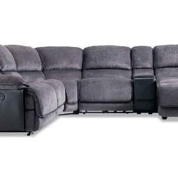 Gray 6 Piece Power Reclining Left Arm Facing Sectional