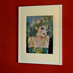 12x16 1920 FLAPPER GIRL CHARLENE LUCITE WHITE FRAME NON GLARE EYE CATCH WALL...