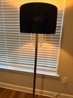 Crystal Drop Floor Lamp with Black Shade
