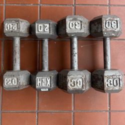 Pairs Of Full Steel Dumbells 30s 20s