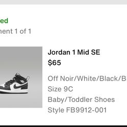  Size 9c Nike Jordan 1 Mid SE $40