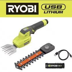 RYOBI USB Lithium Shear Shrubber Kit with 2.0 Ah USB Lithium Battery and Charging Cable