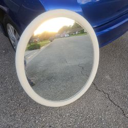PRETTY WHITE FRAMED OVAL MIRROR