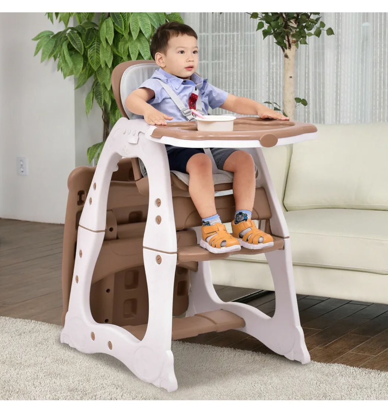 Costway 3 in 1 Baby High Chair Convertible Play Table Seat Toddler Feeding Tray