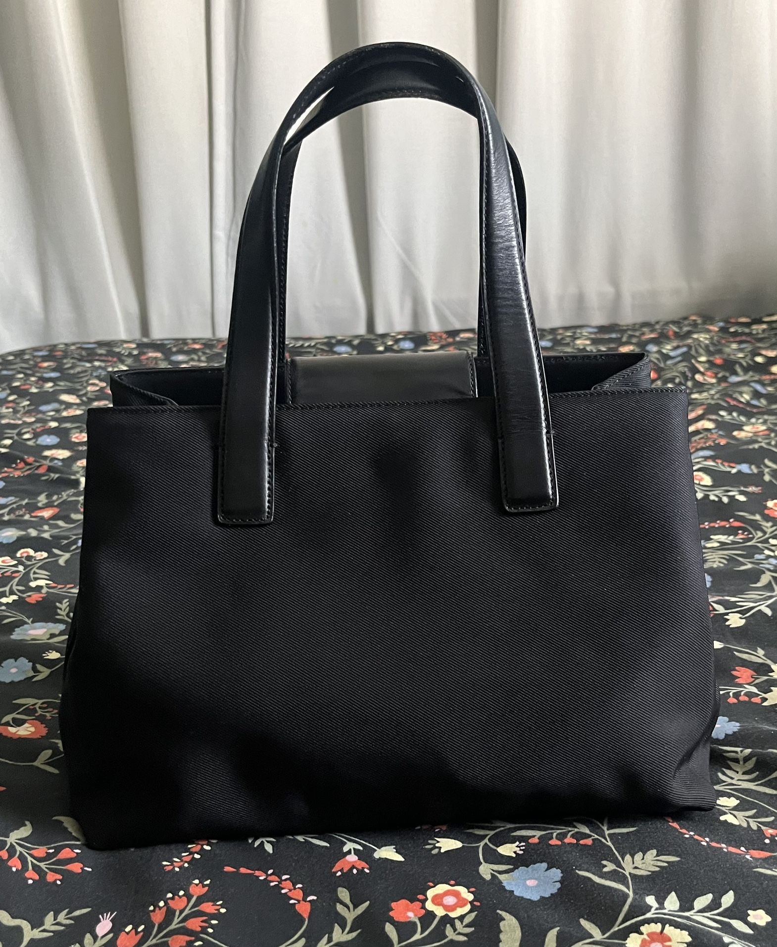 Vintage Coach Black Twill and Leather Bag