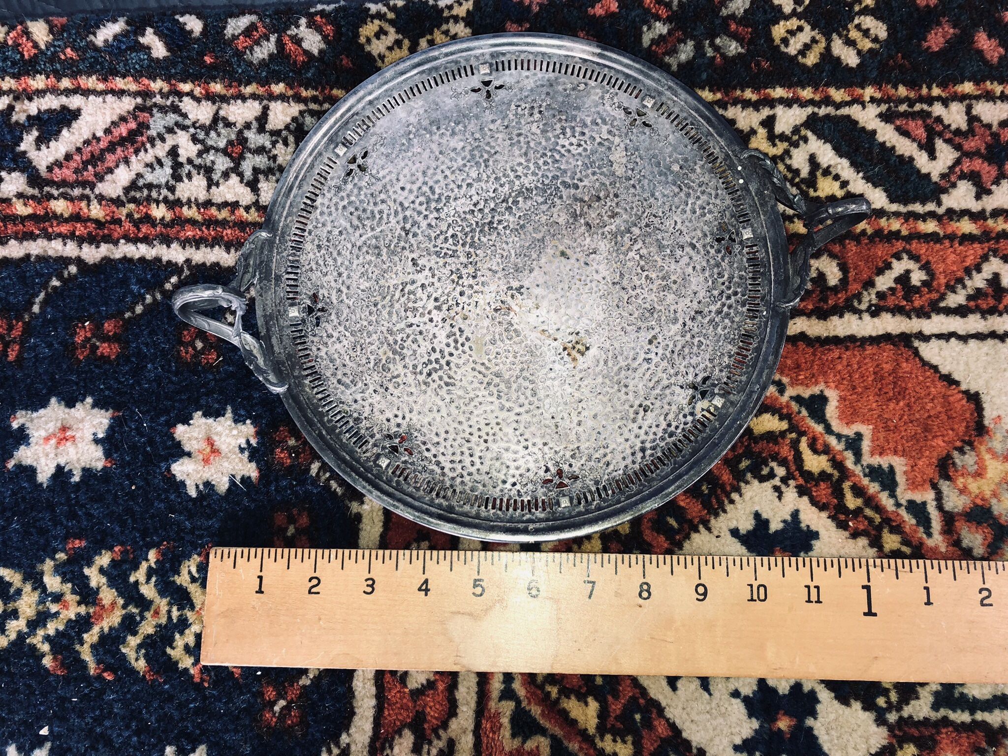 Vintage Pewter Tray Hand Hammered
