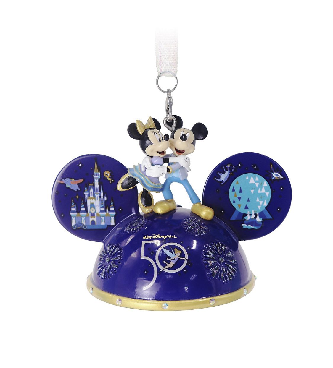 Disney World 50th Anniversary Mickey Minnie Light-Up Ear Hat Ornament