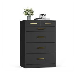 6-Drawer Dresser, Chest of Drawers, 23.7 x 15.8 x 34.8 Inches Storage Tower Unit, Modern Basic Style, for Bedroom, Closet, Living Room, Ink Black, CUS