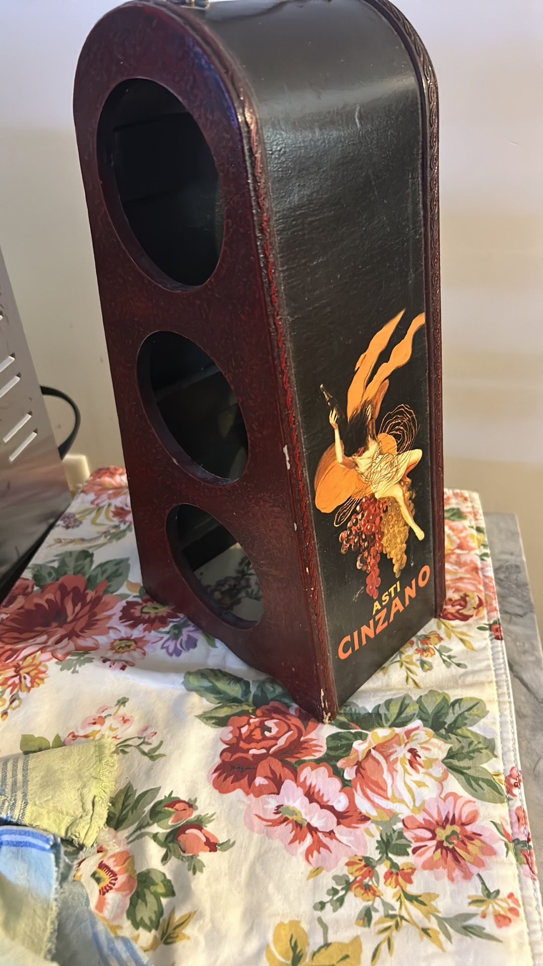 3 Bottle Wine Rack Small Painted Wooden Art Nouveau Wine Rack Asti Cinzano