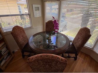 Elegant Solid Wood & Glass Dining Table Set with 4 Chairs