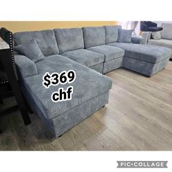 Corduroy Double Chaise Sectional Sofa 