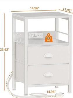 Bedside table with fabrica drawers