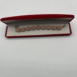 Pink Rose Stones Silver Plated Bracelet 