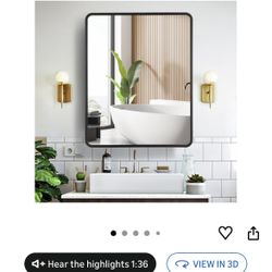Movo 24 Inch x 30 Inch Black Metal Framed Bathroom Mirror Medicine Cabinet Rectangle Tilting Beveled Vanity Mirrors Recess or Surface Mount Installati