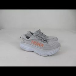 Hoka One One Bondi 8 Womens 7 Wide Shoes Gray Running Walking Gym Sneaker