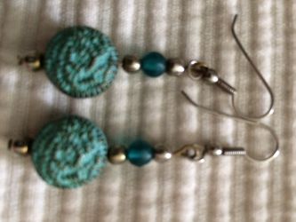 Turquoise Color Beaded Drop Earrings