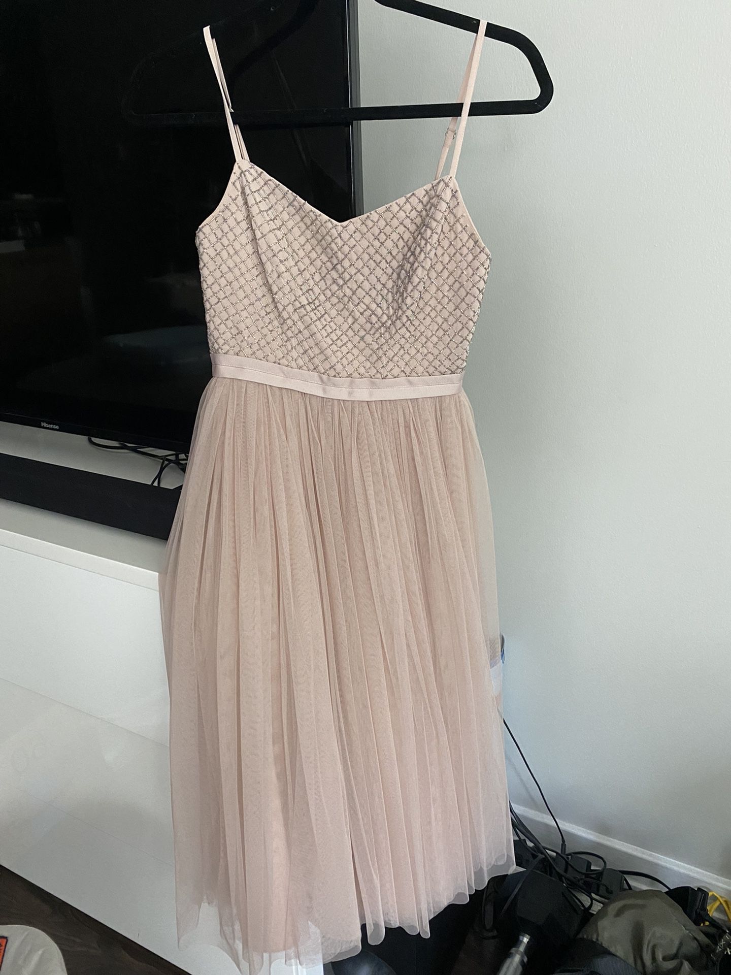 Blush Sequin Tulle Dress, XS, Free People