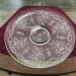 Vintage Fostoria Etched Crystal Platter Romance Pattern