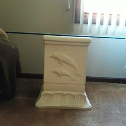 Vintage Mid Century Dolphin glass end table