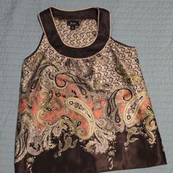 B WEAR Ladies Dressy Tank, Brown, Size Medium 