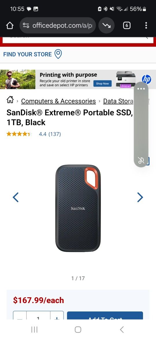 SanDisk® Extreme® Portable SSD, 1TB