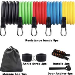 Fitness Workout Resistance Bands Set - Portable Home Gym Exercise Bands for Arms, Back, Chest, Belly, Glutes.Legs Ankle Straps for Resistance Training