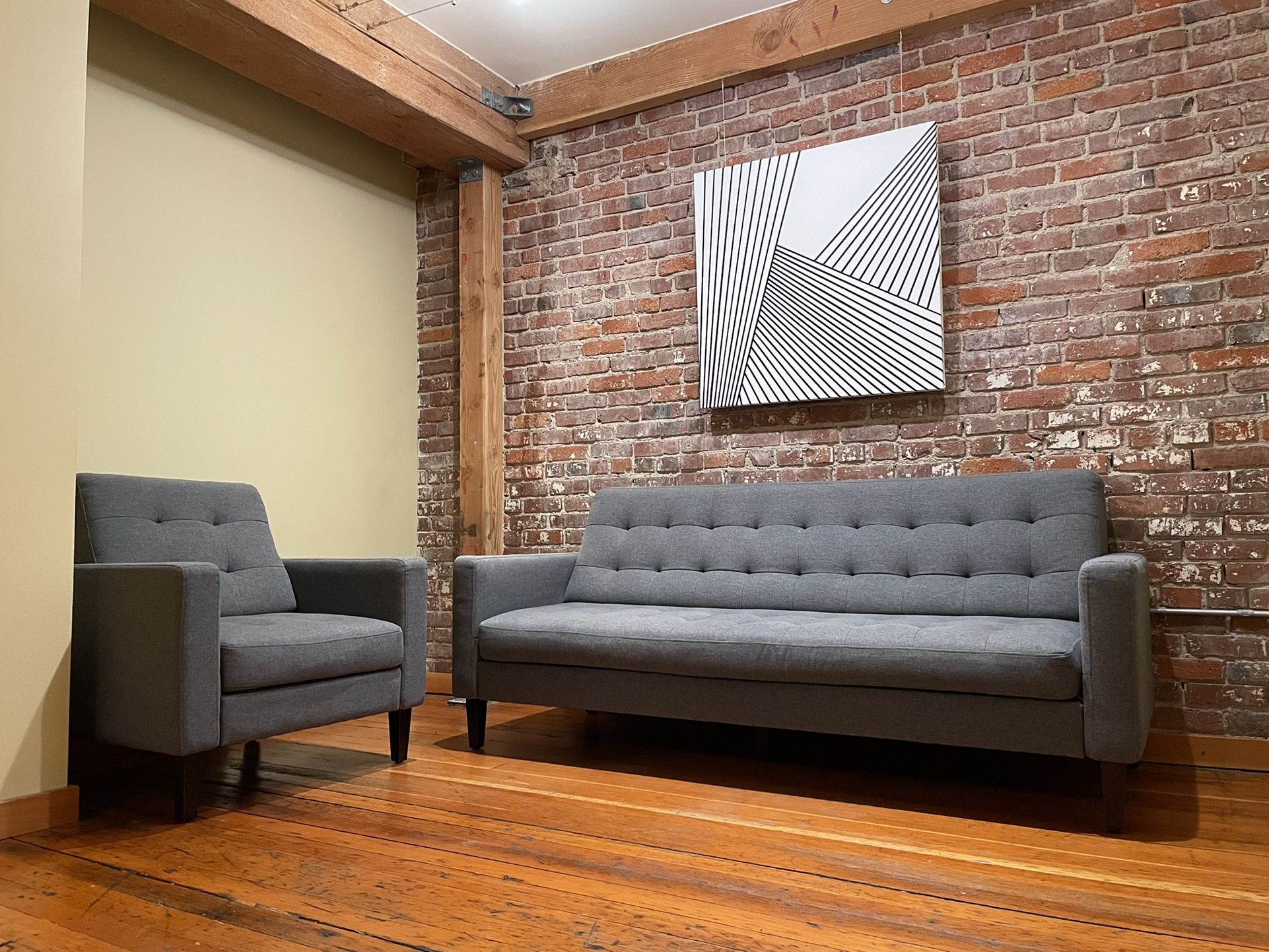 Gray Mid Century Modern Dania Couch And Chair