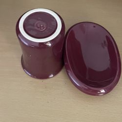 Complete 2 Piece Burgundy Ceramic Shiny GB Bathroom Accesories.