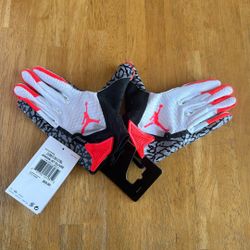 New Nike Jordan Jet Football Gloves White Infrared Elephant Print Adult S Small