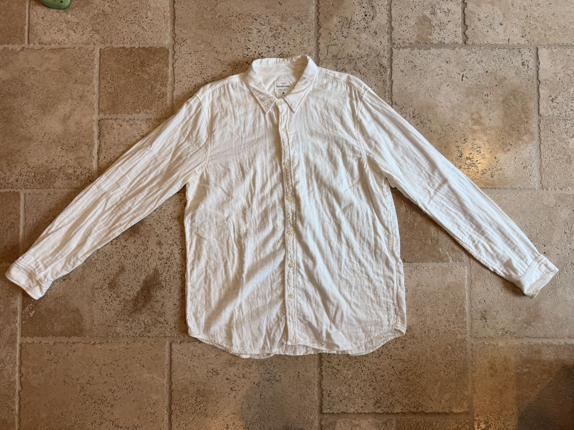 Splendid Mills White Cotton Button Down Shirt Size XL