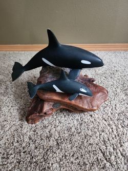 Orca Mother and Calf Sculpture