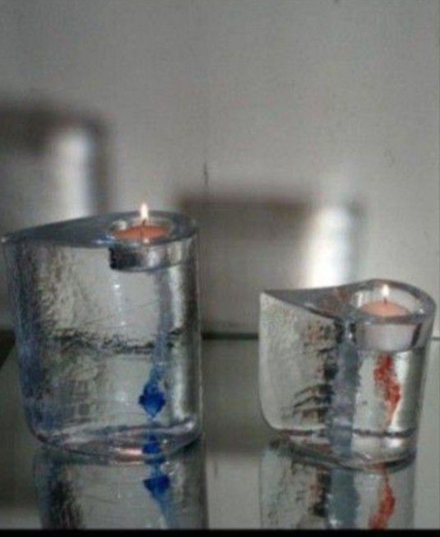 1980s KJELL ENGMAN - KOSTA BODA SWEET HEARTS. VOTIVES 6.5"×5"