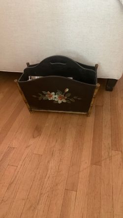 Vintage Magazine Rack Dark Wood