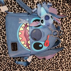 Stich Disney Loungefly Bag With Stich Keychain