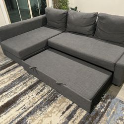 Sleeper sectional Sofa, 3 seat with storage, Skiftebo dark gray