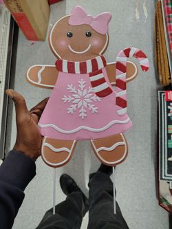 Gingerbread Girl Christmas Yard Stake Decoration