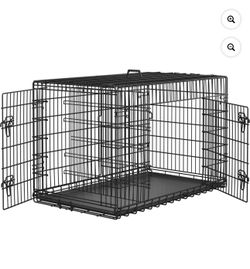 48" Foldable Metal Dog Crate with 2 Doors and Pull-out Tray,