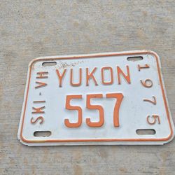 Rare 1975 Yukon Snowmobile License Plate #557