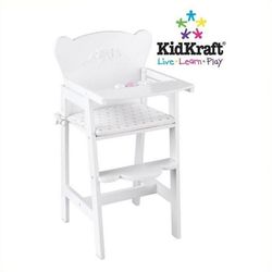 KidKraft Wooden Doll High Chair for 18" Dolls – White with Butterfly Seat
