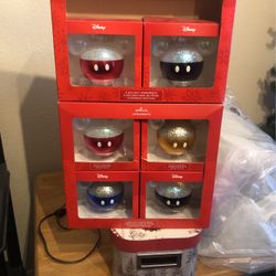 Hallmark Disney Mickey Mouse Head Ears Shaped Christmas Ornaments