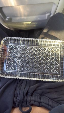Clear Glass Ashtray with Diamond Pattern